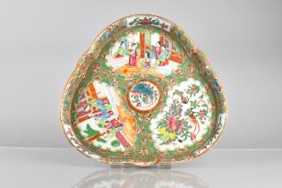 A Chinese Qing Dynasty Porcelain Famille Rose Galleried Dish Decorated in the Usual Manner with