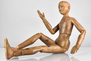 A 19th Century Pine Artists Lay Figure, Having Articulated Body with Ball and Socket Joints, 60cm