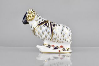 A Royal Crown Derby Paperweight Ram, 14cm High