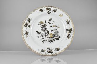 A Chinese Qing Dynasty Porcelain Grisaille and Gilt 'Hundred Antiquities' Plate, 18th Century, 32.