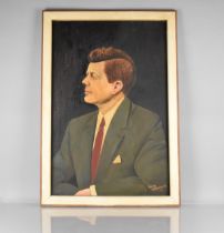 Leon O'Kennedy, Framed Oil on Board, C.1964, Portrait of John F. Kennedy, Subject 51 x 76cm