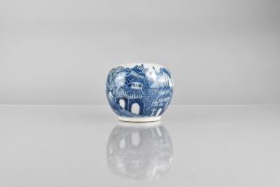 A Chinese Qing Dynasty Porcelain Blue And White Pot of Globular Form Decorated with City Walls, Four