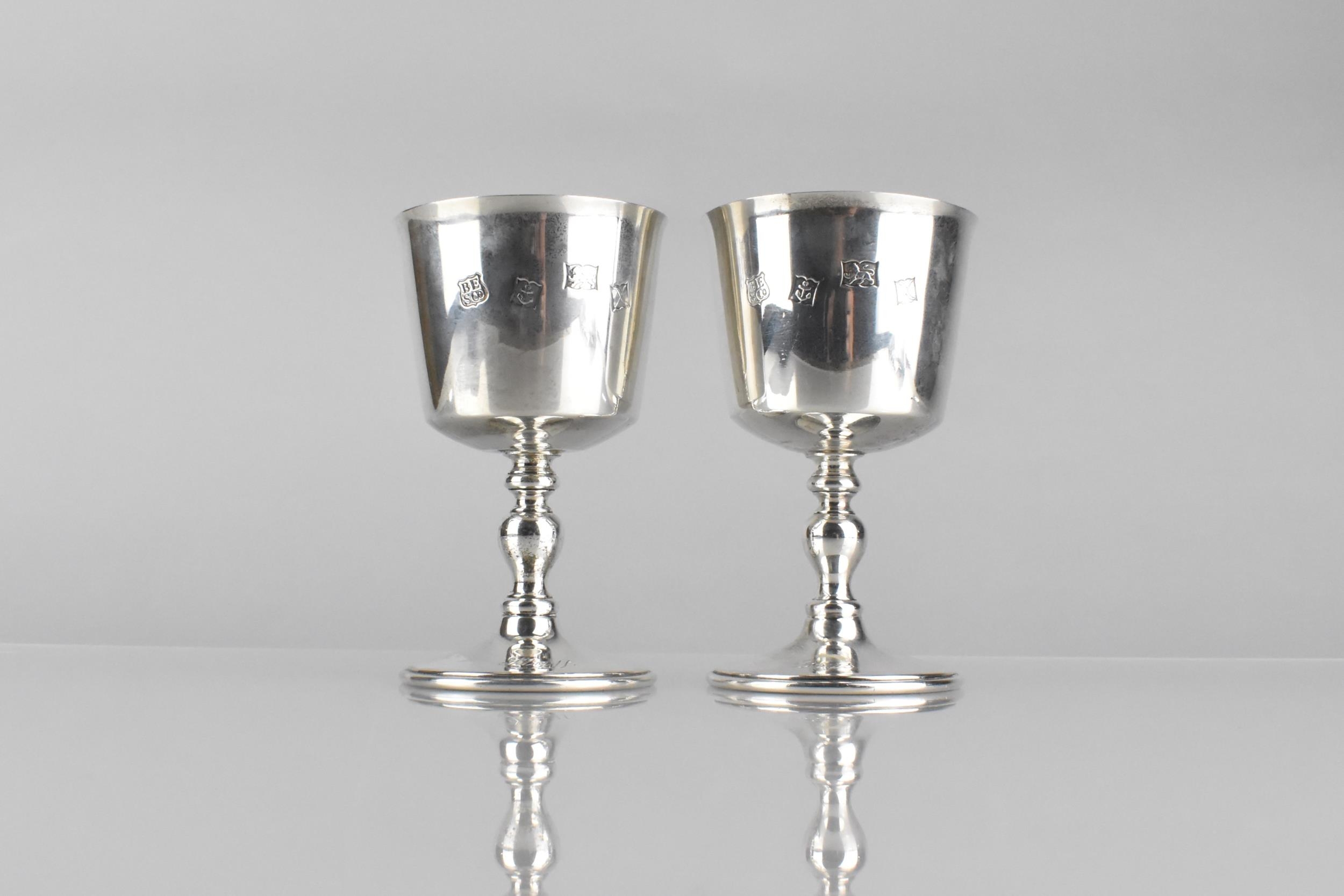 WITHDRAWN: A Pair Of Elizabeth II Silver Goblets by Barker Ellis Silver Co., One Inscribed to