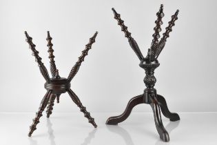 A Georgian Mahogany Treen Cat Stand having Reel Turned Supports together with a Similar Example,