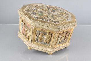 A 19th Century Continental Pastiglia Gesso Casket with Original Polychrome Painted Decoration,