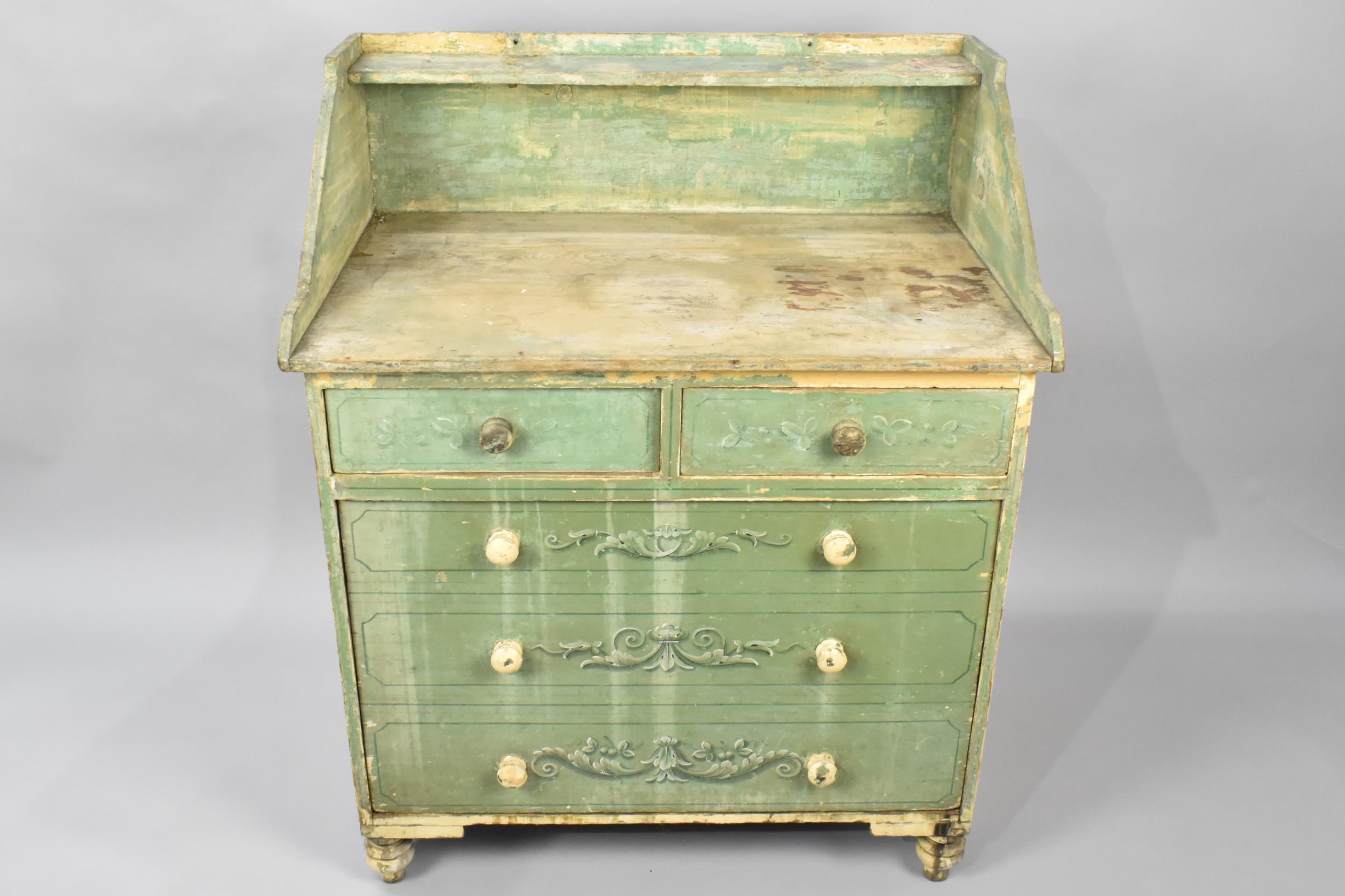 A 19th Century Painted Pine Washstand with Trompe L'oeil Decoration, Reverse Lining and Acanthus - Image 3 of 4