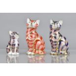 Three Royal Crown Derby Paperweights to Comprise Two Cats and a Kitten
