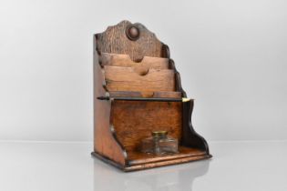 An Early 20th Century Combination Desktop Railway Clerks Ink Stand and Letter Rack with Fitted