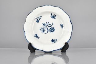 An 18th Century Worcester Gilli Flowers Pattern Plate, C.1785, with Collectors Sticker to Base, Blue