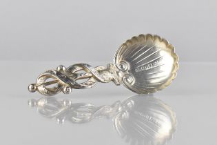 A Victorian Silver Caddy Spoon of Ornate Form by Francis Clarke with Entwined Scrolled Hand and