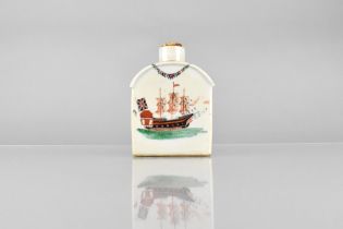 A Chinese Qing Dynasty Export Porcelain Tea Caddy Decorated with British Three Masted Ship, 18th