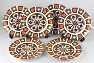 Six Royal Crown Derby Imari Small Plates, 21.5cm Diameter, Pattern No.1128