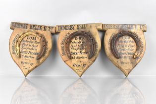 Three Early 20th Century Presentation Wooden Shields for Enderby Belle II Frank Stacey's Light