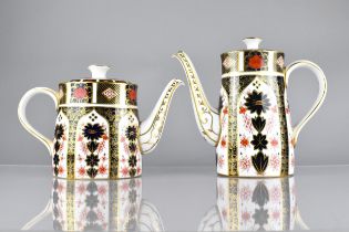 A Royal Crown Derby Imari Teapot (18cm High) and Coffeepot (22cm High)