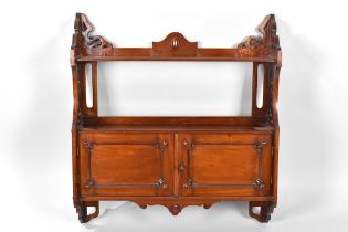 An Edwardian Mahogany Wall Hanging Cupboard with Single Shelf Over, 60cm wide and 65cm high