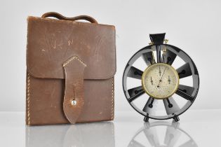 A Mid 20th Century Leather Cased Casella Air Meter With Silvered Dial and Three Subsidiary Dial