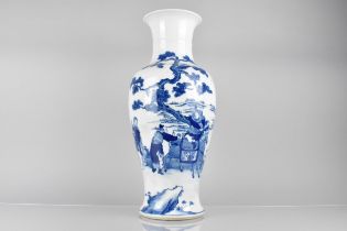 A Chinese Porcelain Blue and White Baluster Vase Decorated with a Legendary Scene Detailing
