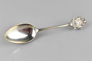 A Late Victorian Silver Spoon by Hawksworth, Eyre and Co Ltd with Finial Having Heraldic Motto 'Join