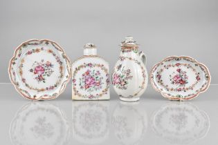 Four Pieces of Chinese Qing Dynasty Export Porcelain Decorated in the Famille Rose Palette to
