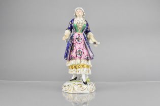 A Circa 1770-1784 Derby Porcelain Figure of Maiden, Red Anchor Mark to Base 18cm High