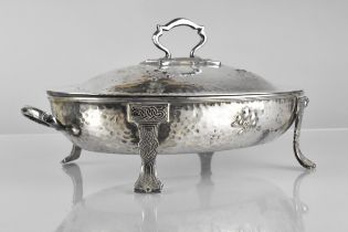 An Early 20th Century William Hutton & Sons Arts and Crafts Silver Plated Tureen With Hammered