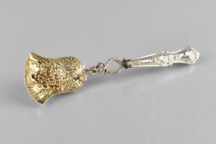 A Victorian Caddy Spoon of Ornate Form by Hilliard & Thomason with Foliate Handle and Berry