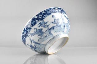 A Chinese Qing Dynasty Porcelain Blue and White Bowl, the Exterior Cavetto Decorated with