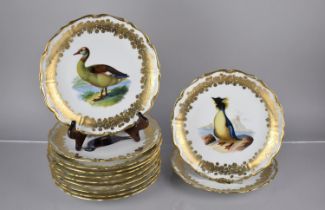 A Set of Twelve 20th Century Vienna Porcelain Cabinet Plates, All Hand Painted with Gilt Scrolling