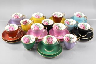 A Adderley Harlequin Rose Decorated Decorated Tea Set