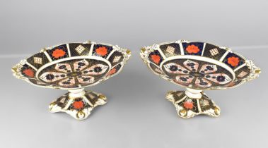 A Pair of Royal Crown Derby Imari Comports Pattern 1128 26cm Wide and 12.5cm High, One Example AF