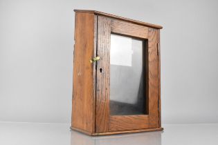 An Early 20th Century Oak Country House Wall Mounting Cabinet with Glazed Door, Perhaps a Postbox,