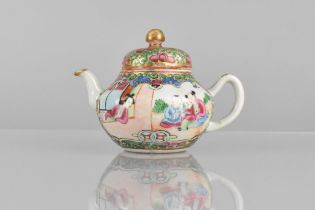 A Chinese Qing Dynasty Porcelain Miniature Teapot Decorated in the Famillie Rose Palette In the