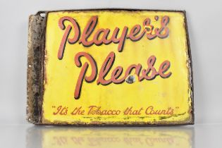 A Vintage Double Sided Enamel Sign For Players With Red Lettering On Yellow Ground, 'Players