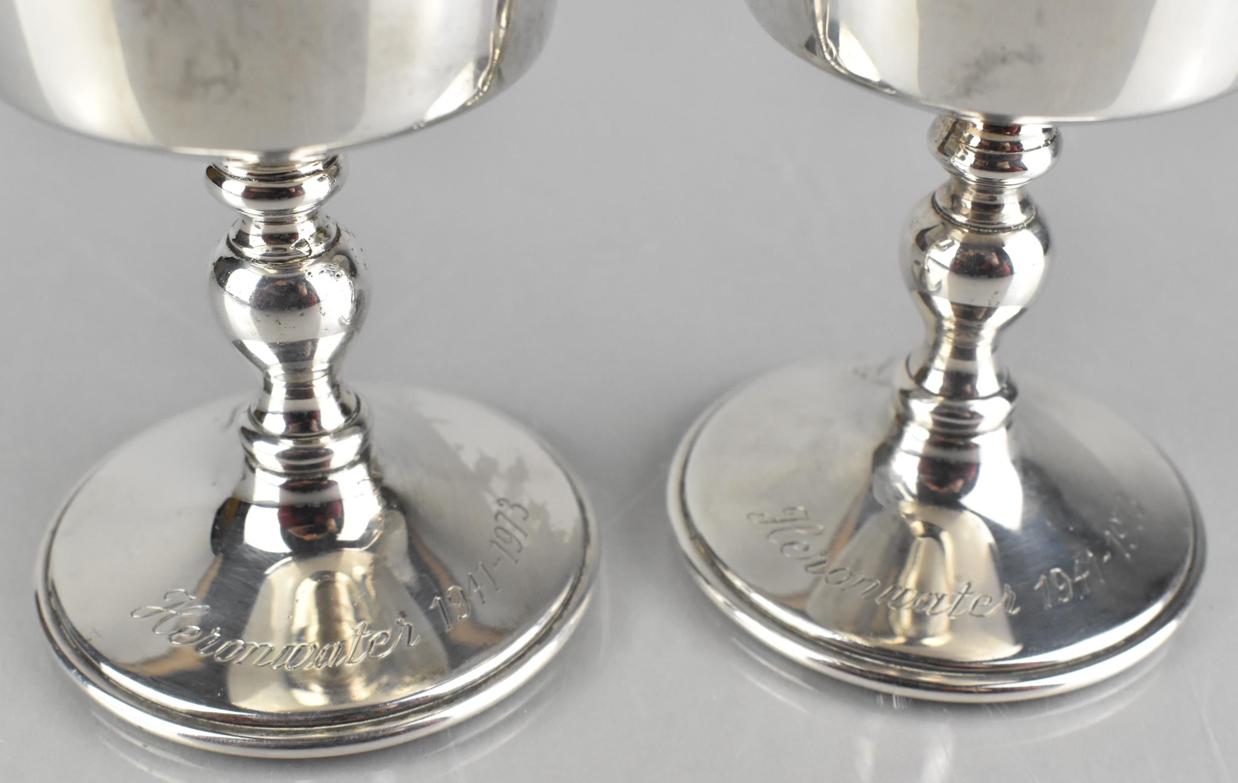 WITHDRAWN: A Pair Of Elizabeth II Silver Goblets by Barker Ellis Silver Co., One Inscribed to - Image 2 of 3