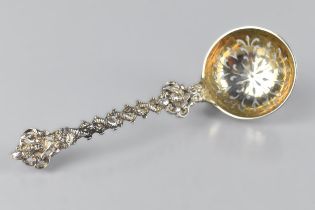 A Victorian Sifter Spoon of Ornate Form by HH (Henry Holland) Having Cherub Finial, Entwined