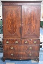 A 19th Century Mahogany Linen Press, the Base with Two Short and Two Long Drawers, on Bracket