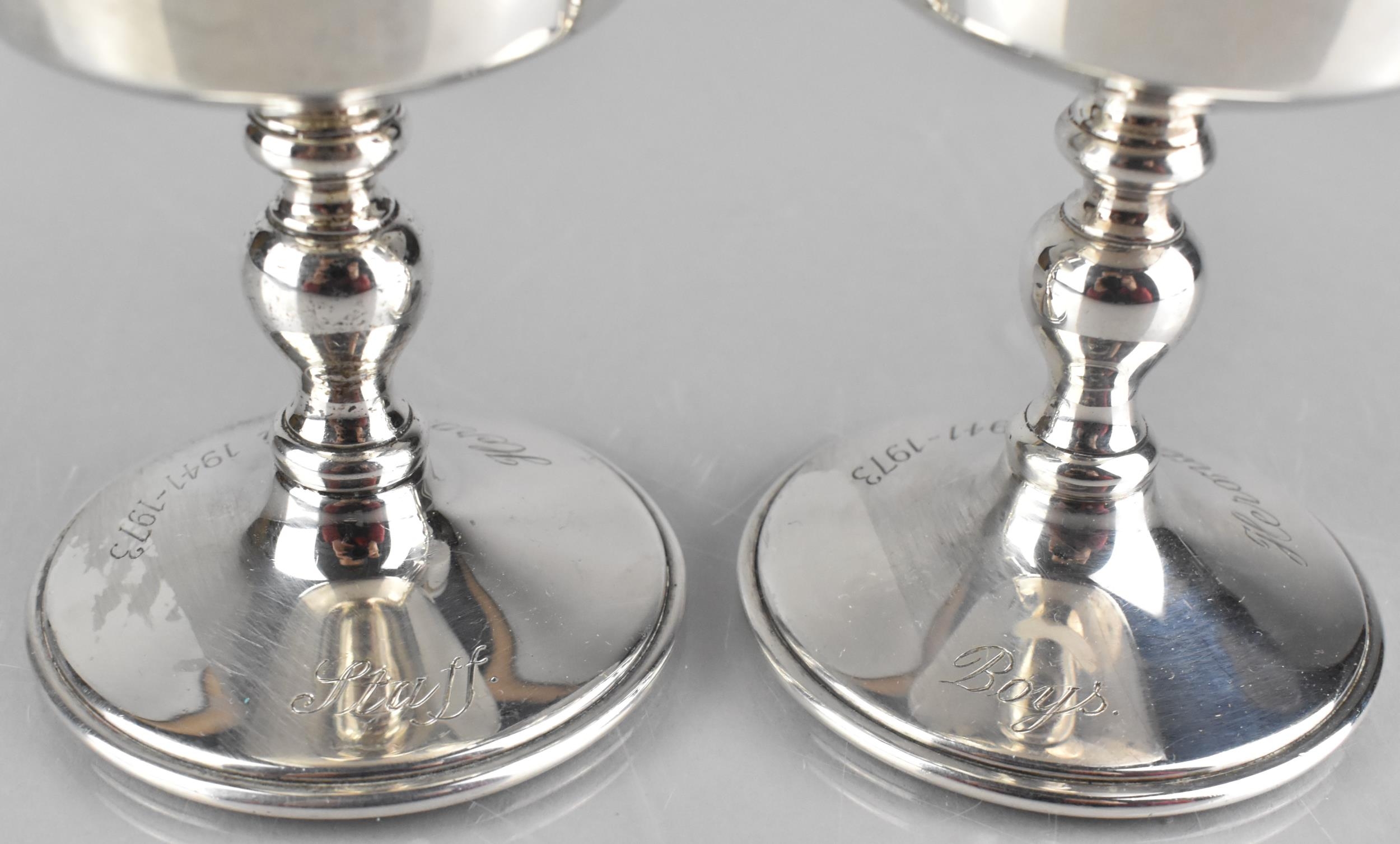 WITHDRAWN: A Pair Of Elizabeth II Silver Goblets by Barker Ellis Silver Co., One Inscribed to - Image 3 of 3