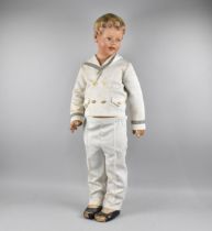 An Early 20th Century Cold Painted Life Size Shop Mannequin Modelled as Boy in Sailor Suit, 97cms