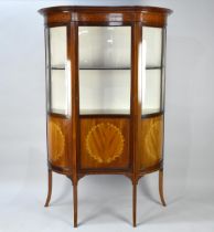 A Nice Quality Edwardian Inlaid Mahogany Serpentine Front Display Cabinet with Two Inner Shelves,