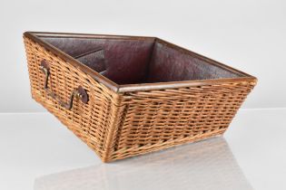 A Late 19th Century Ladies Wicker and Leather Sewing Box/Tray, The Tapering Sides with Two Drop