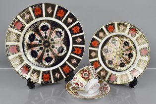 A Royal Crown Derby Imari Plate (27cm Diameter) Together With a Smaller Example (21.5cm Diameter)