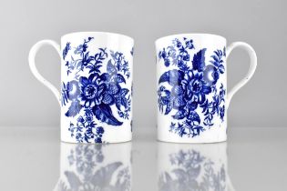 Two Blue and White Tankards, Pomegranate Pattern, Crescent Marks to Base 12.5cm high