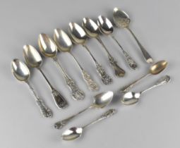 A Collection of Victorian and Later Silver Spoons, All Having Moulded Scrolled and Floral