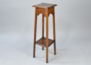 An Edwardian Oak Square Topped Jardiniere Stand, 92cms High