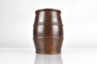 A Turned Treen Barrel and Cover, 14.5cm High