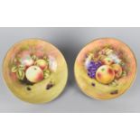 Two Large Coalport Bowls Raised on Three Scrolled Feet, Hand Painted with Still Life Fruit by R.