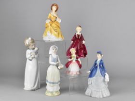 Six Various Ceramic Figures to Comprise Royal Worcester Autumn Song, Grandmother's Dress, Royal