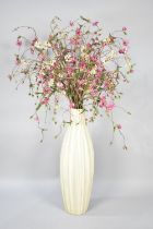 A Large Ceramic Vase Containing Artificial Flowers, 70cms High