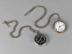 Two Military Issues WWII Pocket Watches with Secondary Dials, the One by Waltham Premier 16s (
