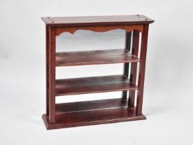 A Modern Mahogany Effect Wall Hanging Shelf Display with Mirrored Back, 41cms Wide